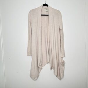 Anthropologie Saturday Sunday  Women's S Beige Cardigan‎ SweaterAsym Hem Pockets